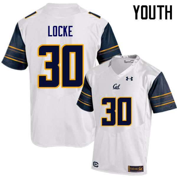 Youth #30 Auston Locke Cal Bears (California Golden Bears College) Football Jerseys Sale-White